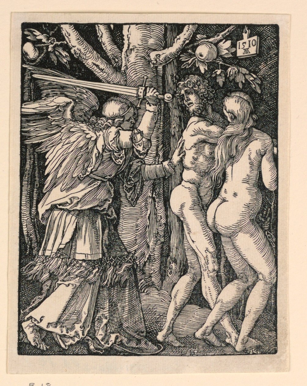 Adam ja Eeva karkotettiin Paratiisista, Pikku Passion -sarjasta tekijältä Albrecht Dürer
