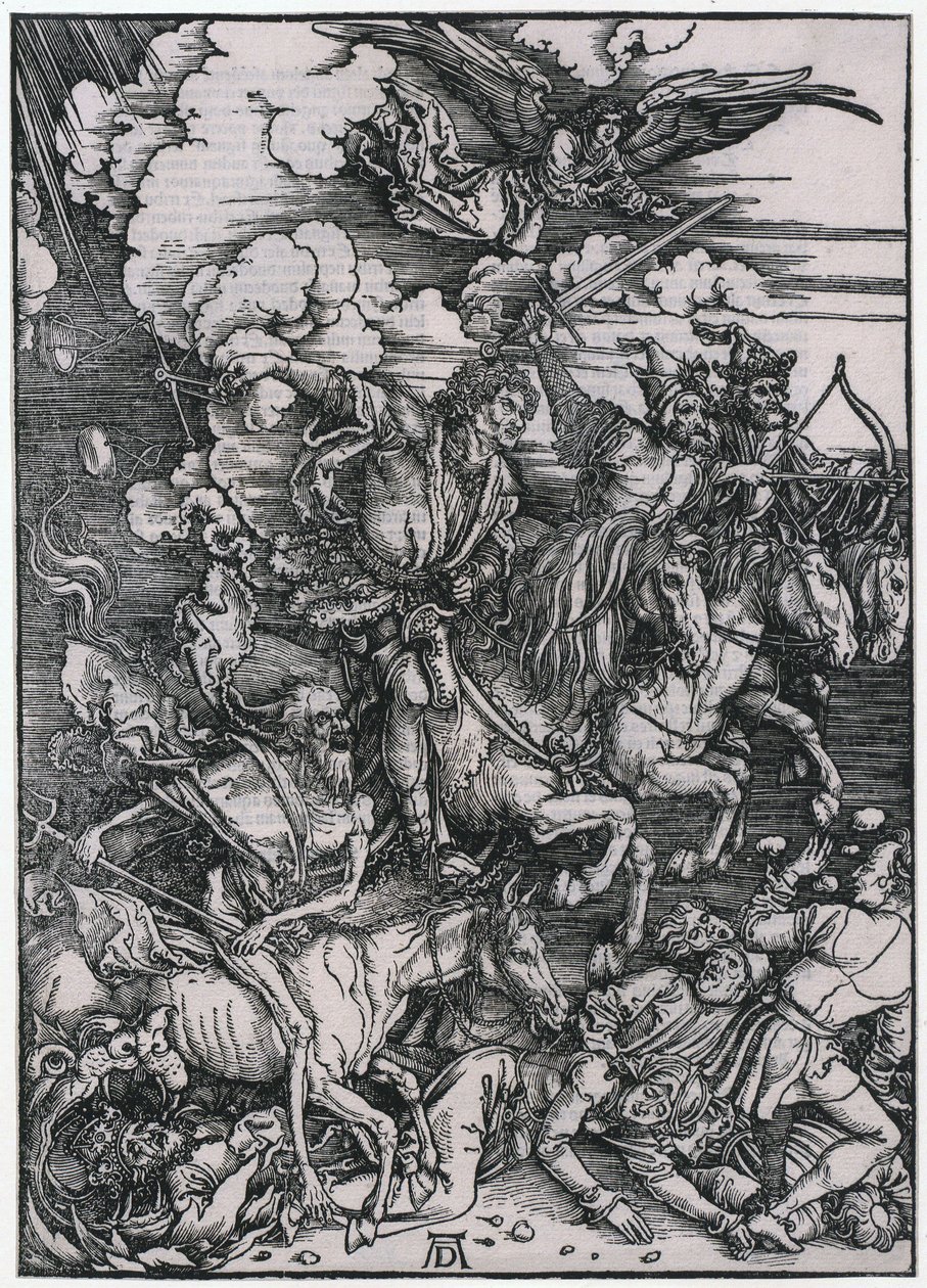 Apokalyptiset ratsastajat, III. hahmo, sarjan ”Apokalypsi” 5. arkki tekijältä Albrecht Dürer
