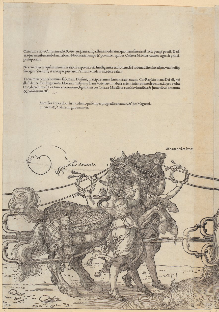 Audatia, sarjan ”Suuri voittokulkue” 7. lehti tekijältä Albrecht Dürer