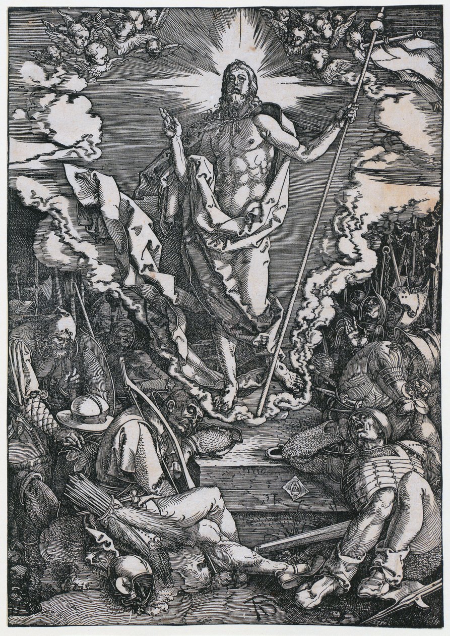 Kristuksen ylösnousemus, sivu 12 sarjasta ”Suuri passio” tekijältä Albrecht Dürer