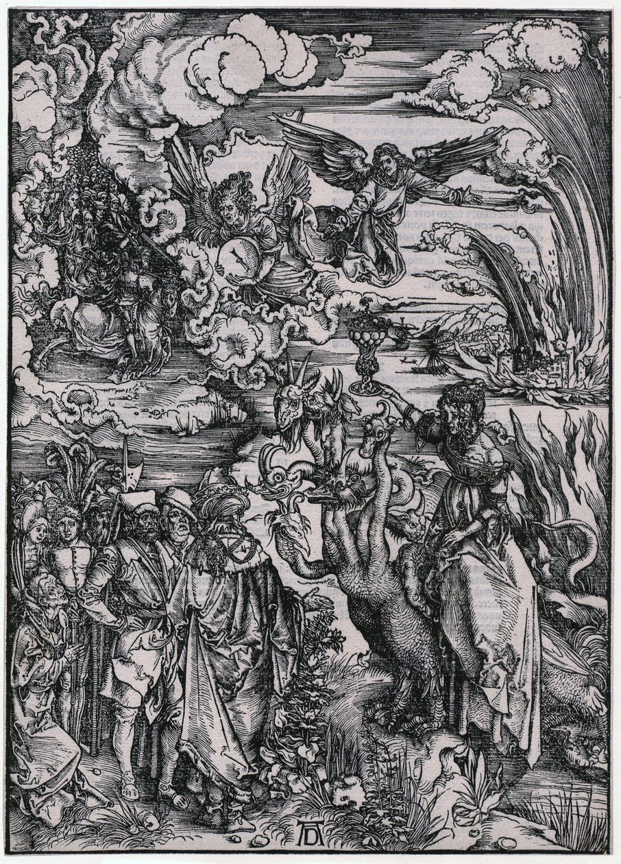 Babylonilainen nainen, XIII. hahmo, sarjan ”Apokalypsi” sivu 15 tekijältä Albrecht Dürer