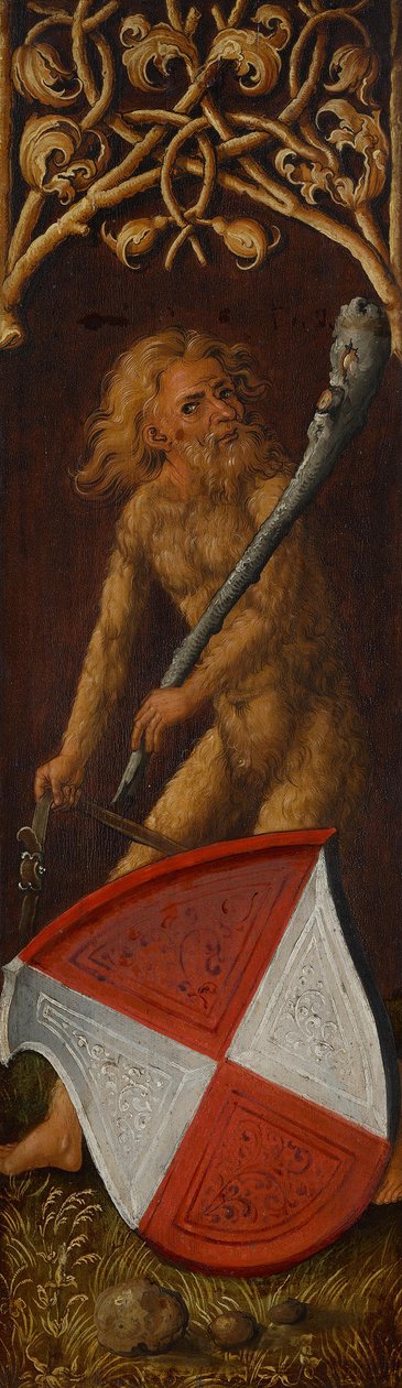 Bildnistriptychon des Oswolt Krel, rechter Flügel: "Wilder Mann" mit dem Wappen der Agathe von Esendorf tekijältä Albrecht Dürer