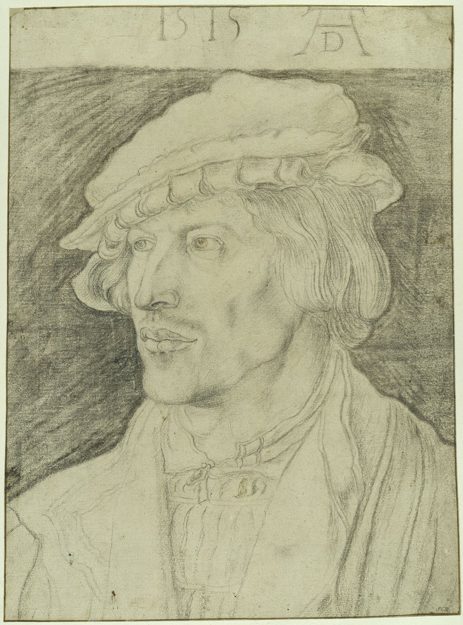 Partaton nuoren miehen rintakuva, vasemmalle katsova tekijältä Albrecht Dürer