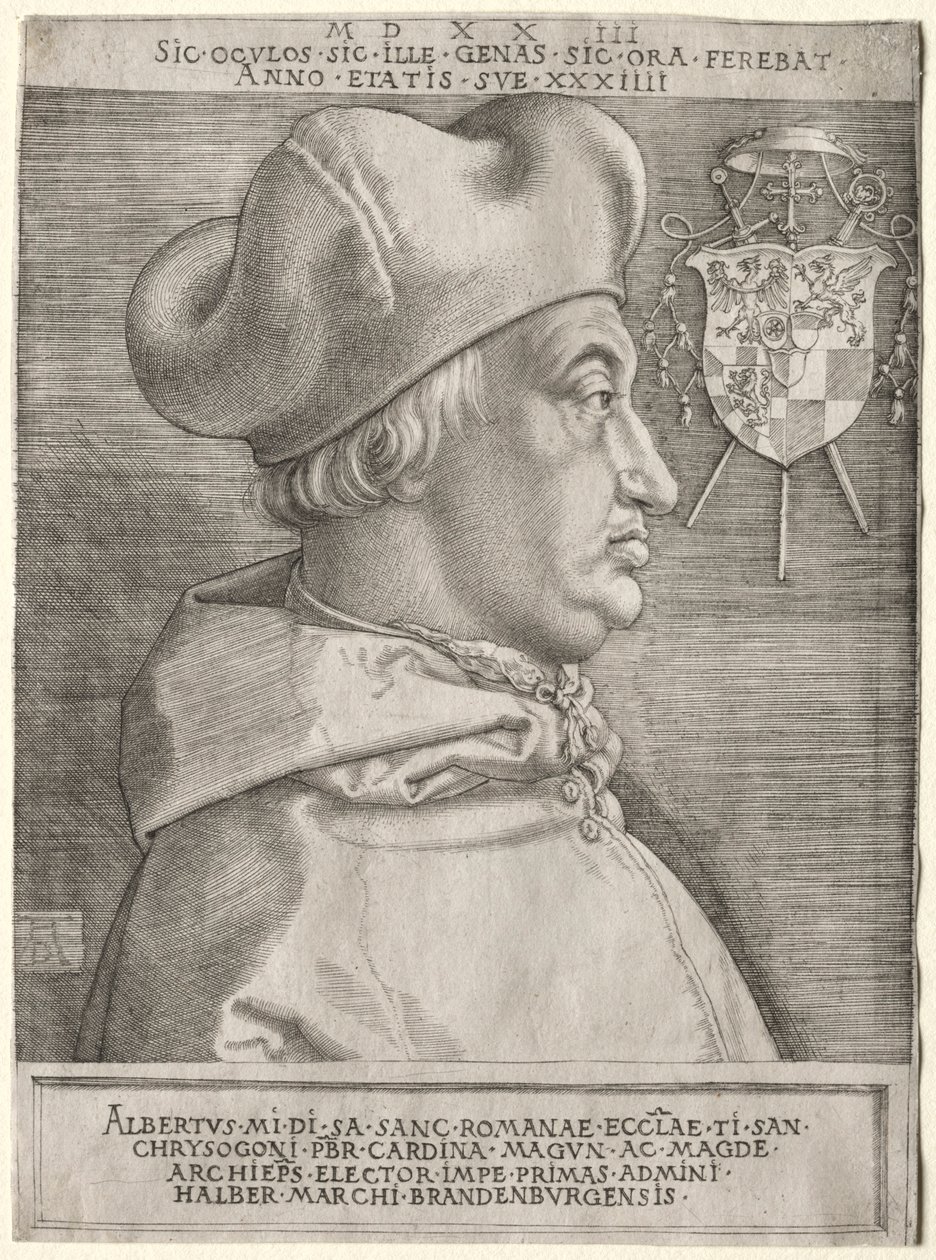 Cardinal Albrecht Brandenburgilainen - Suuri lautanen, 1523. tekijältä Albrecht Dürer