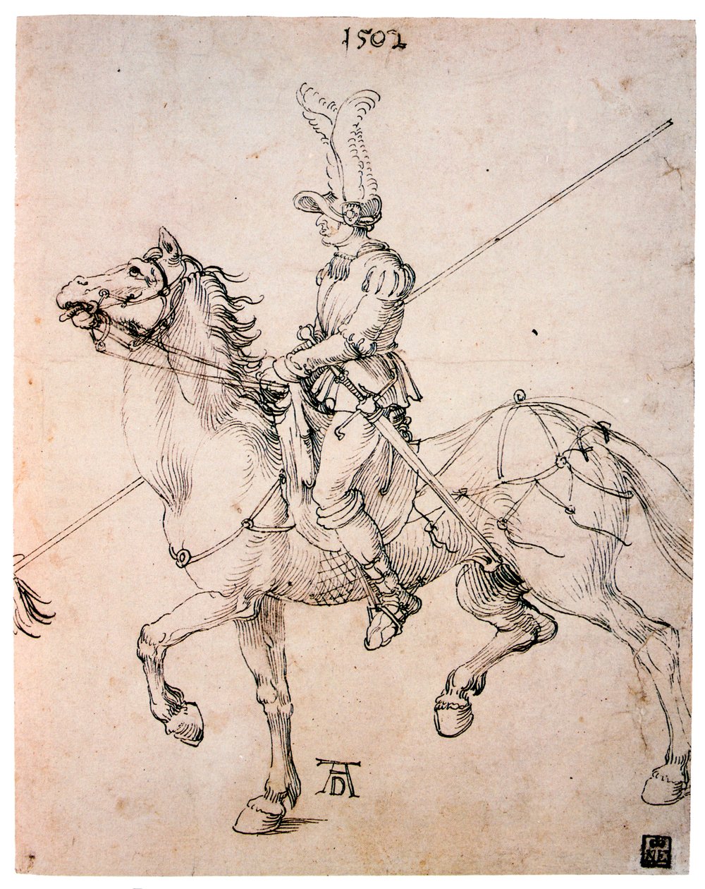 Cavalier Lancen kanssa, 1502 tekijältä Albrecht Dürer