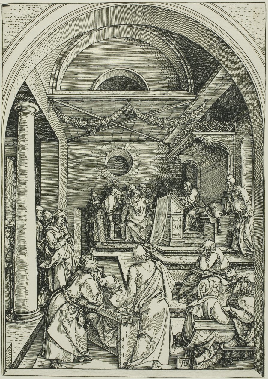 Kristus lääkäreiden joukossa, Neitsyen elämästä tekijältä Albrecht Dürer