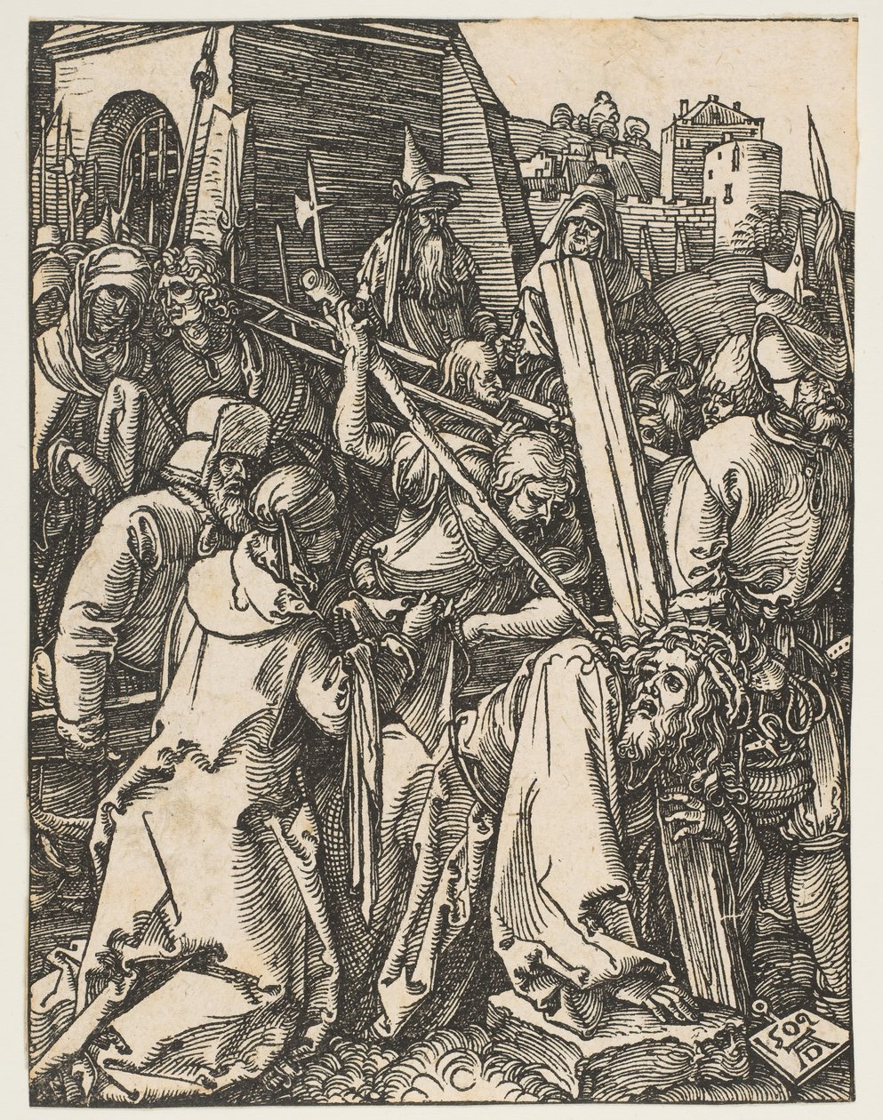 Kristus kantaa ristiä, pienestä kärsimyksestä, n. 1509. tekijältä Albrecht Dürer