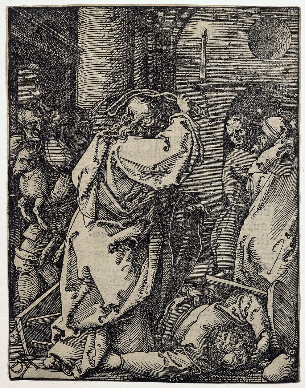 Kristus ajaa rahanvaihtajia temppelistä, nro. 7 sarjasta "The Small Passion" tekijältä Albrecht Dürer