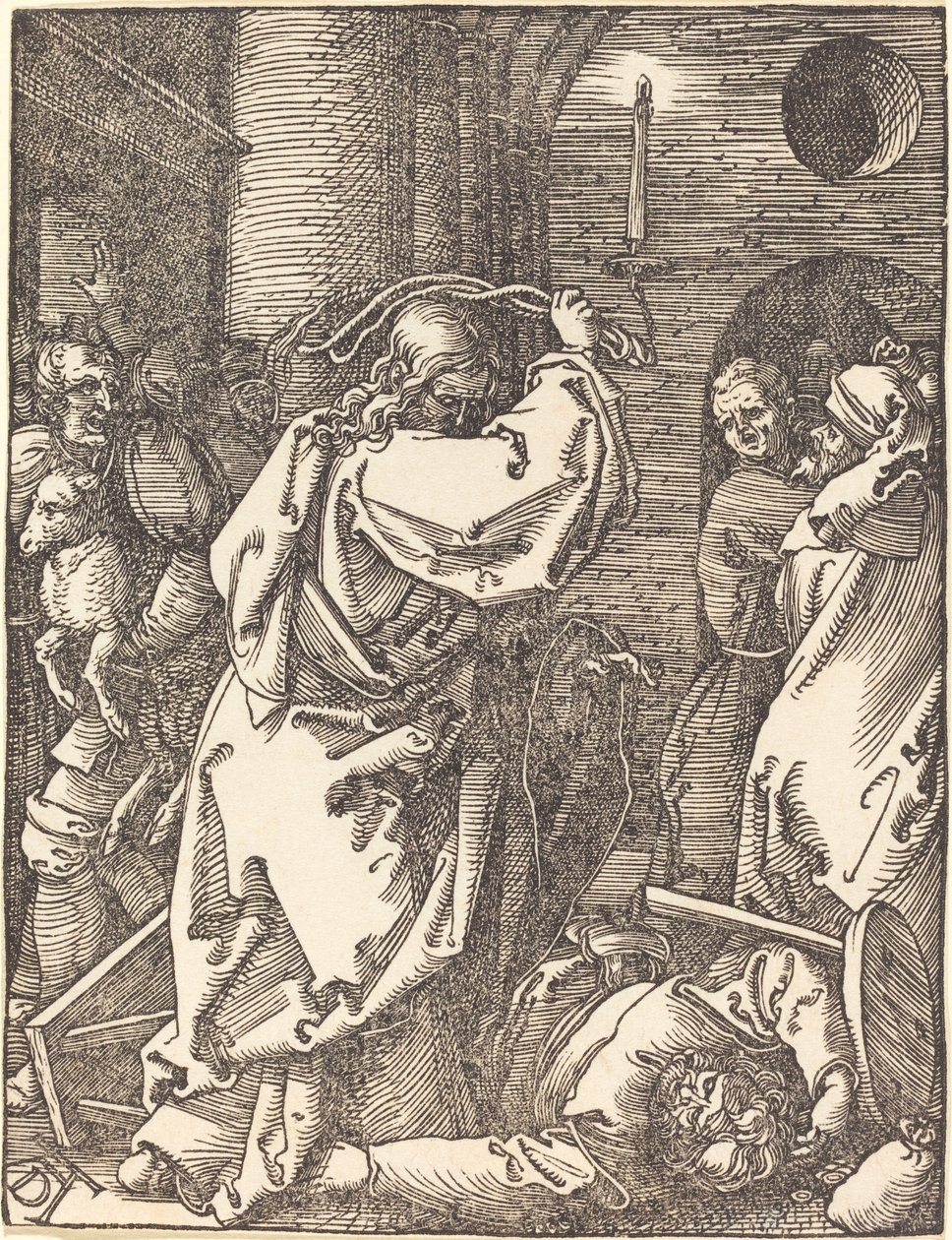 Kristus karkottaa rahanlainaajat temppelistä tekijältä Albrecht Dürer