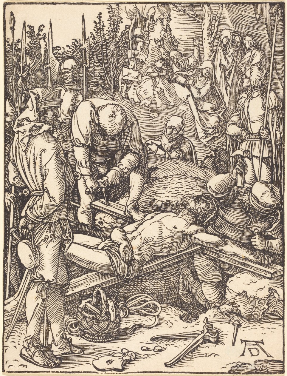 Kristus naulitaan ristille tekijältä Albrecht Dürer