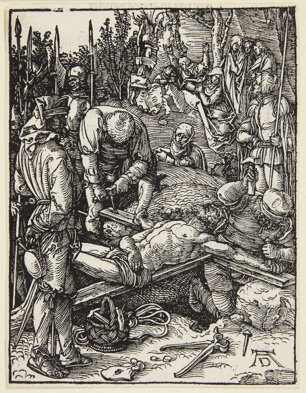 Kristus naulataan ristille tekijältä Albrecht Dürer