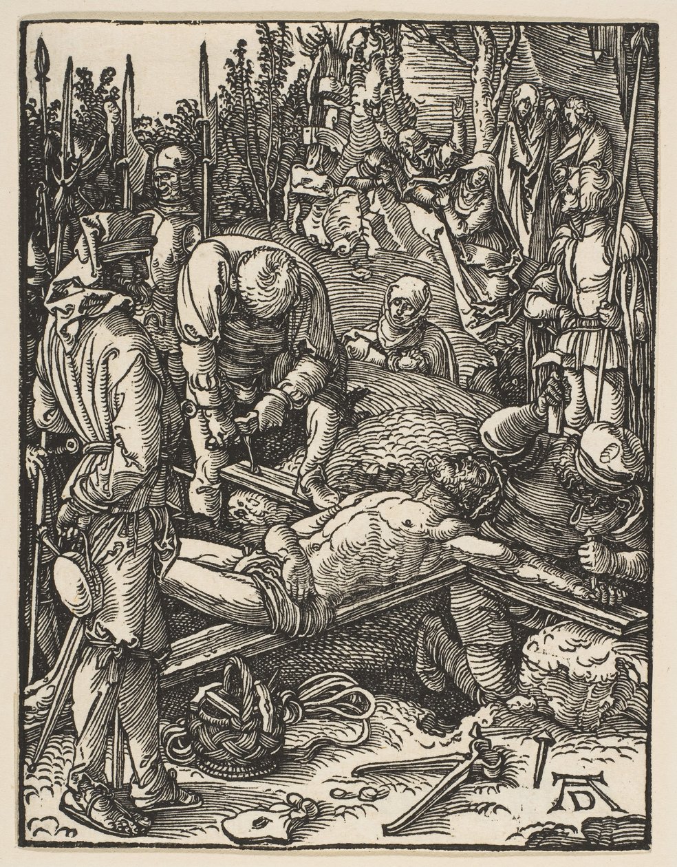 Kristus ristille naulattuna, pienestä kärsimyksestä, n. 1509. tekijältä Albrecht Dürer