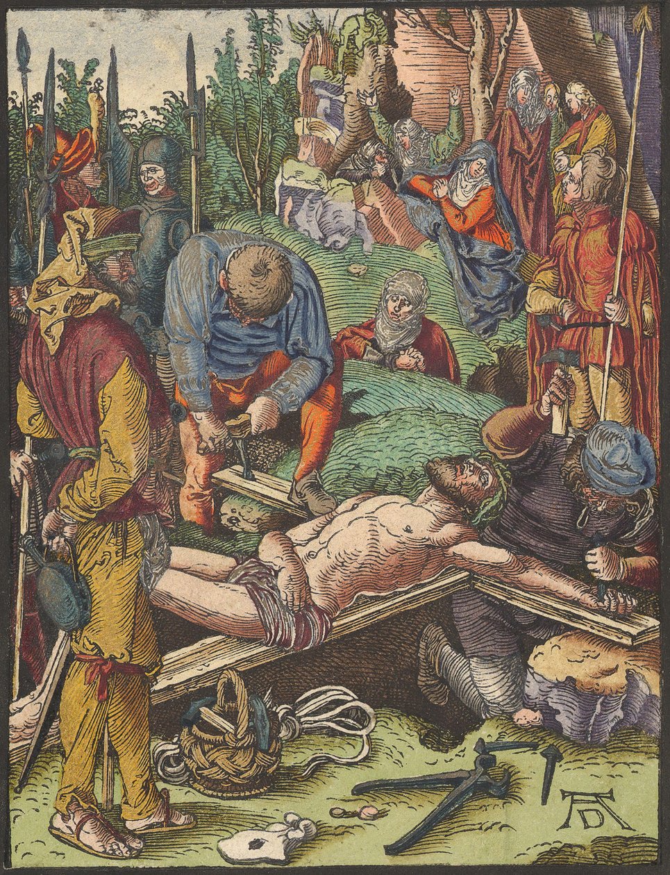 Kristus ristille naulattuna, pienestä puupiirroksesta Passion.n.d. tekijältä Albrecht Dürer