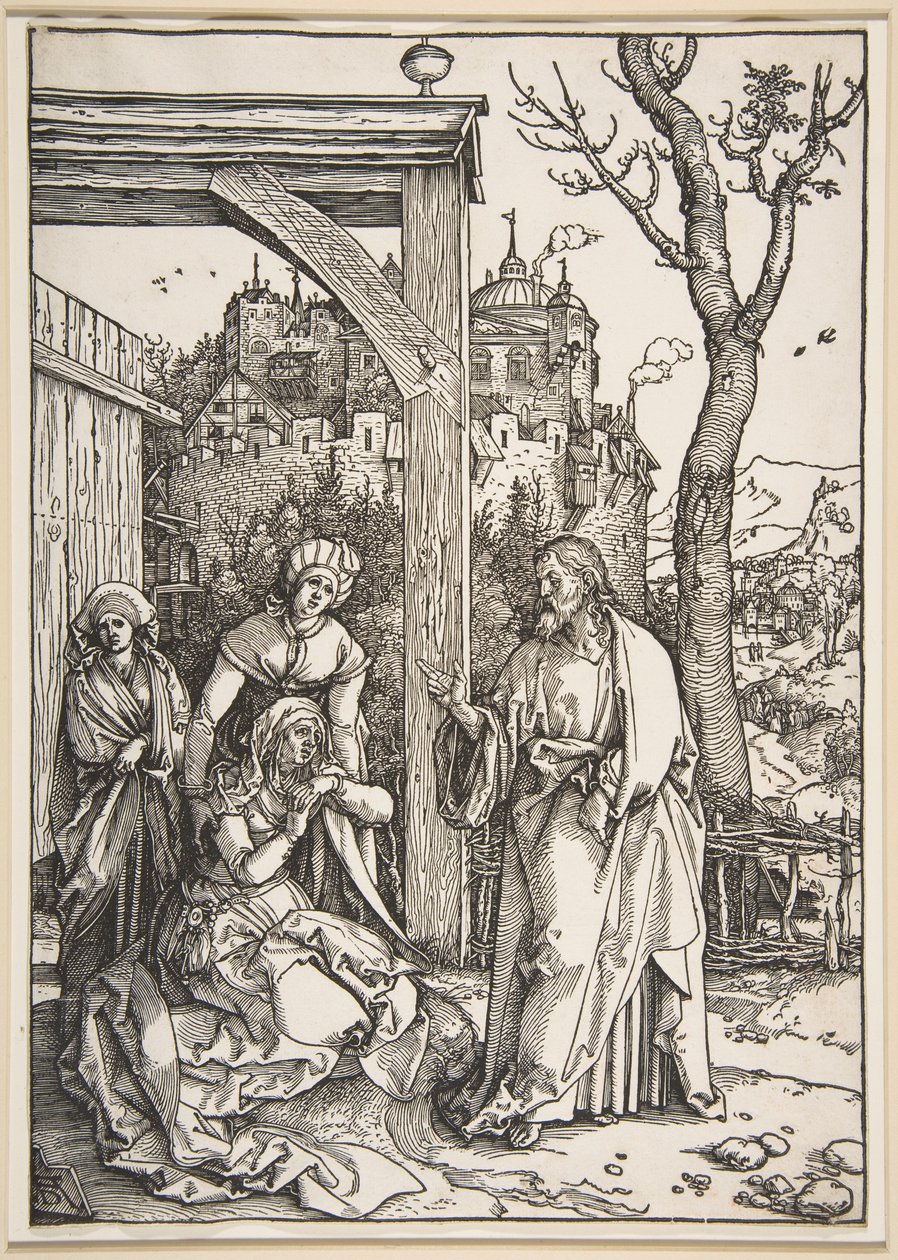 Kristus jättää jäähyväiset äidilleen, sarjasta "Neitsyt Marian elämä" tekijältä Albrecht Dürer