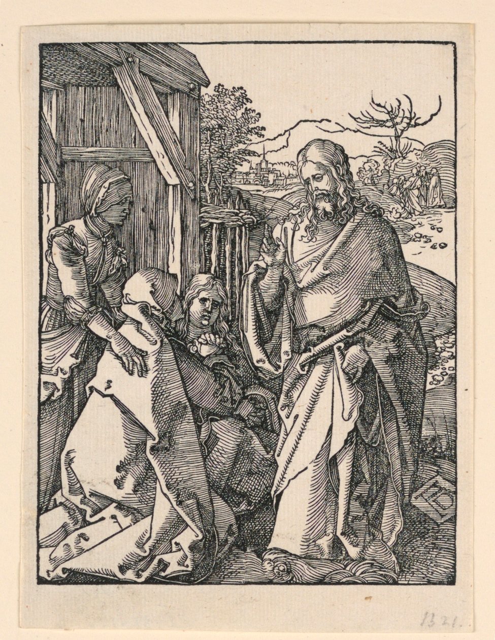 Kristus jättää äitinsä, Pikku Passion -sarjasta tekijältä Albrecht Dürer