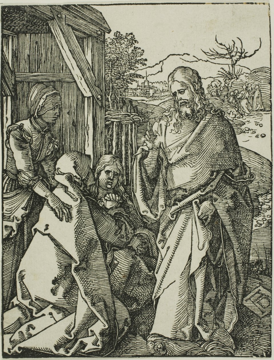 Kristus jättää äitinsä, pienestä puupiirrospassiosta tekijältä Albrecht Dürer