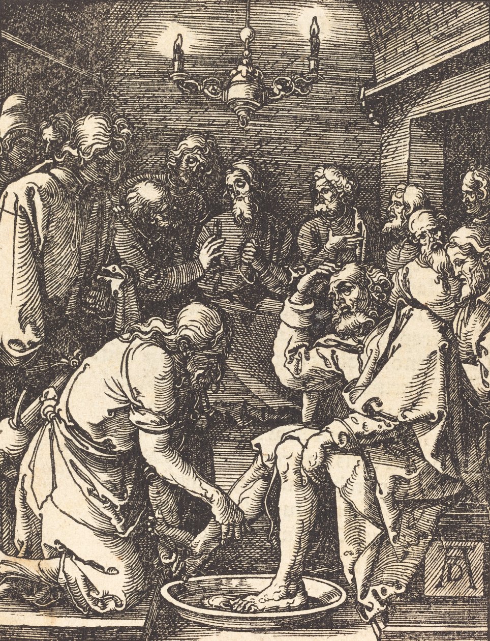 Kristus pesee opetuslasten jalkoja, 15091510. tekijältä Albrecht Dürer
