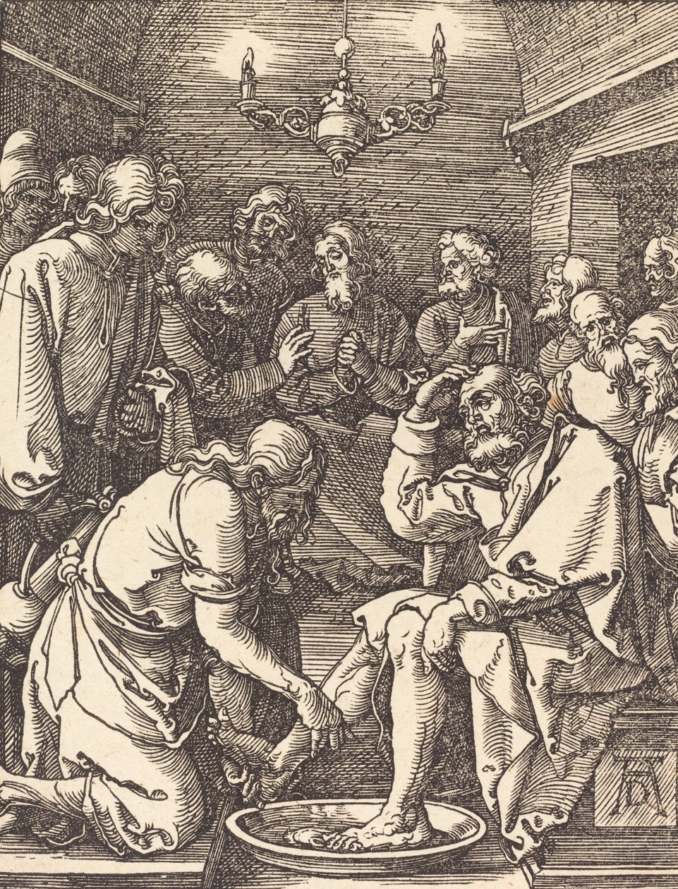 Kristus pesee opetuslasten jalkoja, luultavasti n. 15091510. tekijältä Albrecht Dürer