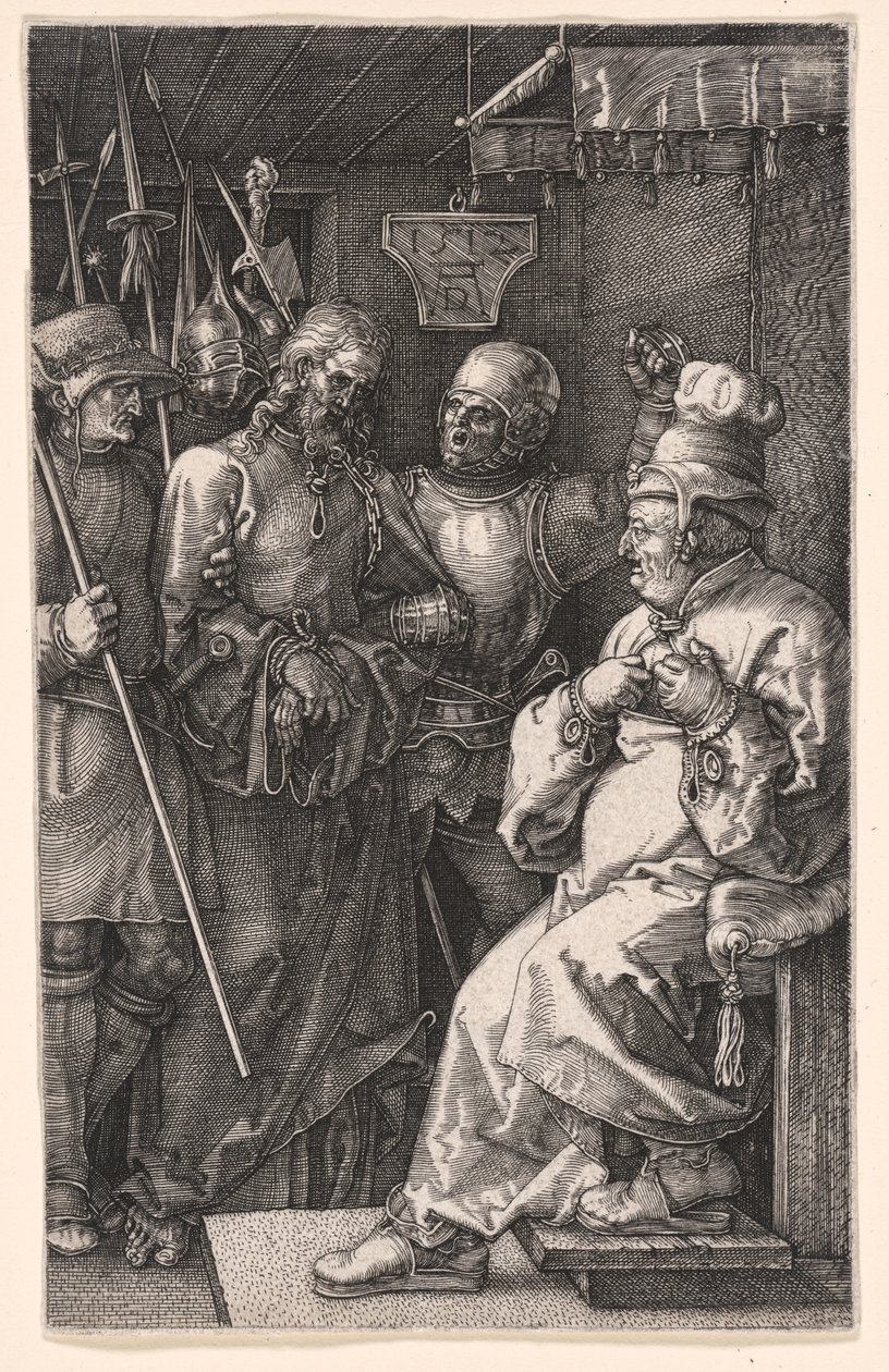 Kristus Kaifaksen edessä, teoksesta Kaiverrettu passio tekijältä Albrecht Dürer