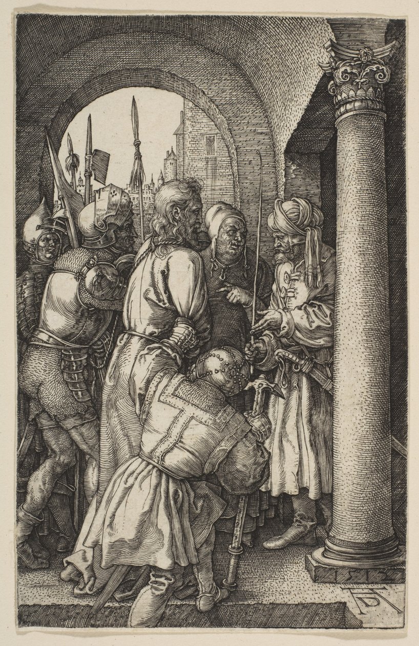 Kristus Pilatuksen edessä, sarjasta "Kärsimyshistoria" tekijältä Albrecht Dürer
