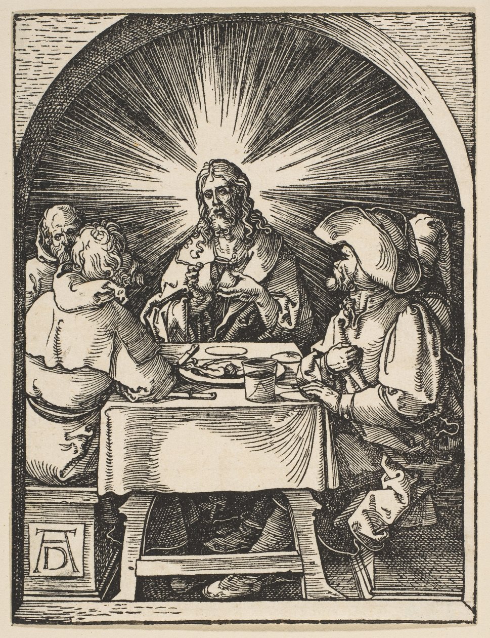 Kristus Emmauksessa, sarjasta "Pieni passio" tekijältä Albrecht Dürer