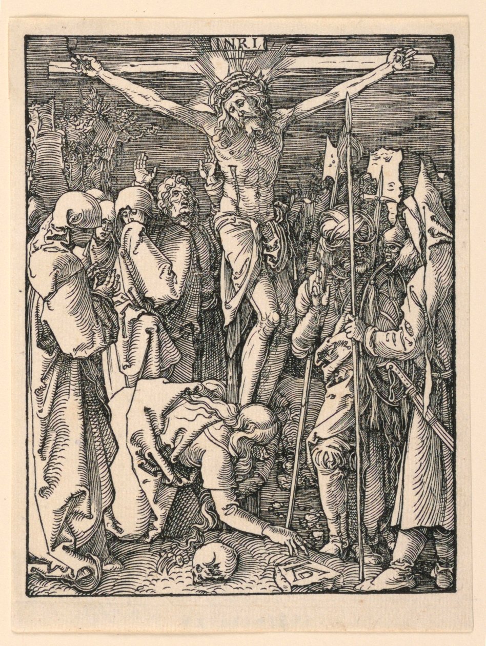 Kristus ristillä (Ristiinnaulitseminen), Pikku Passion -sarjasta tekijältä Albrecht Dürer