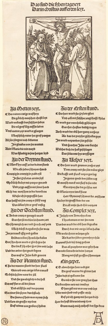 Kristus ristillä Marian ja Pyhän Johanneksen kanssa tekijältä Albrecht Dürer