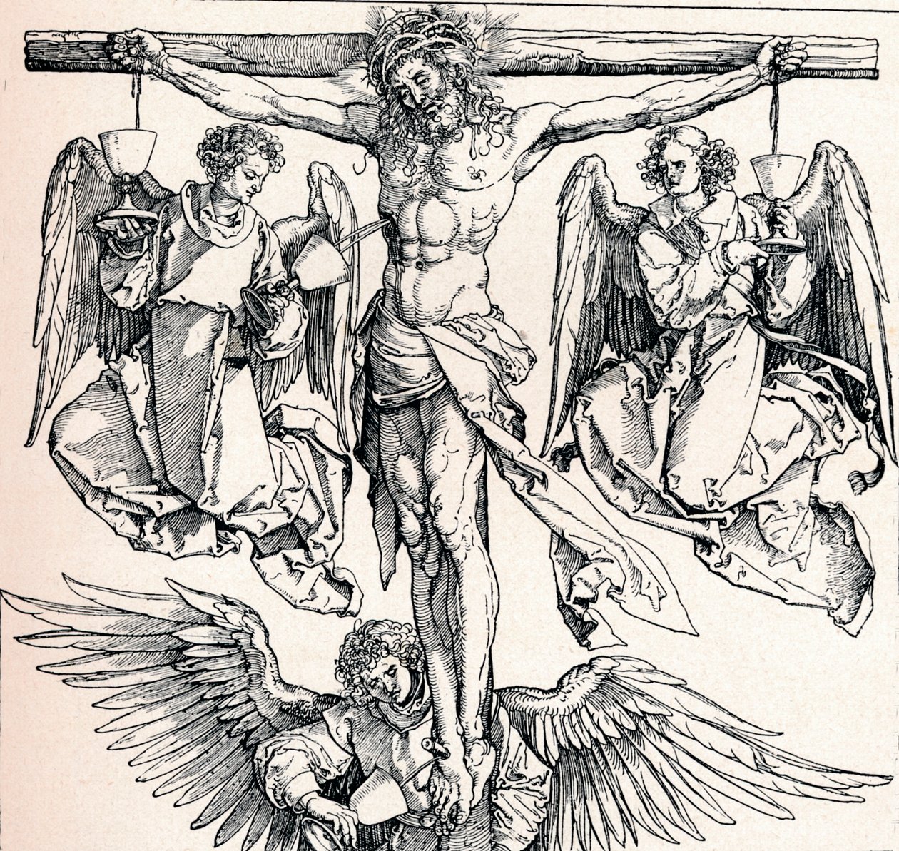 Kristus ristillä kolmen enkelin kanssa, 1523-1525 1906 tekijältä Albrecht Dürer