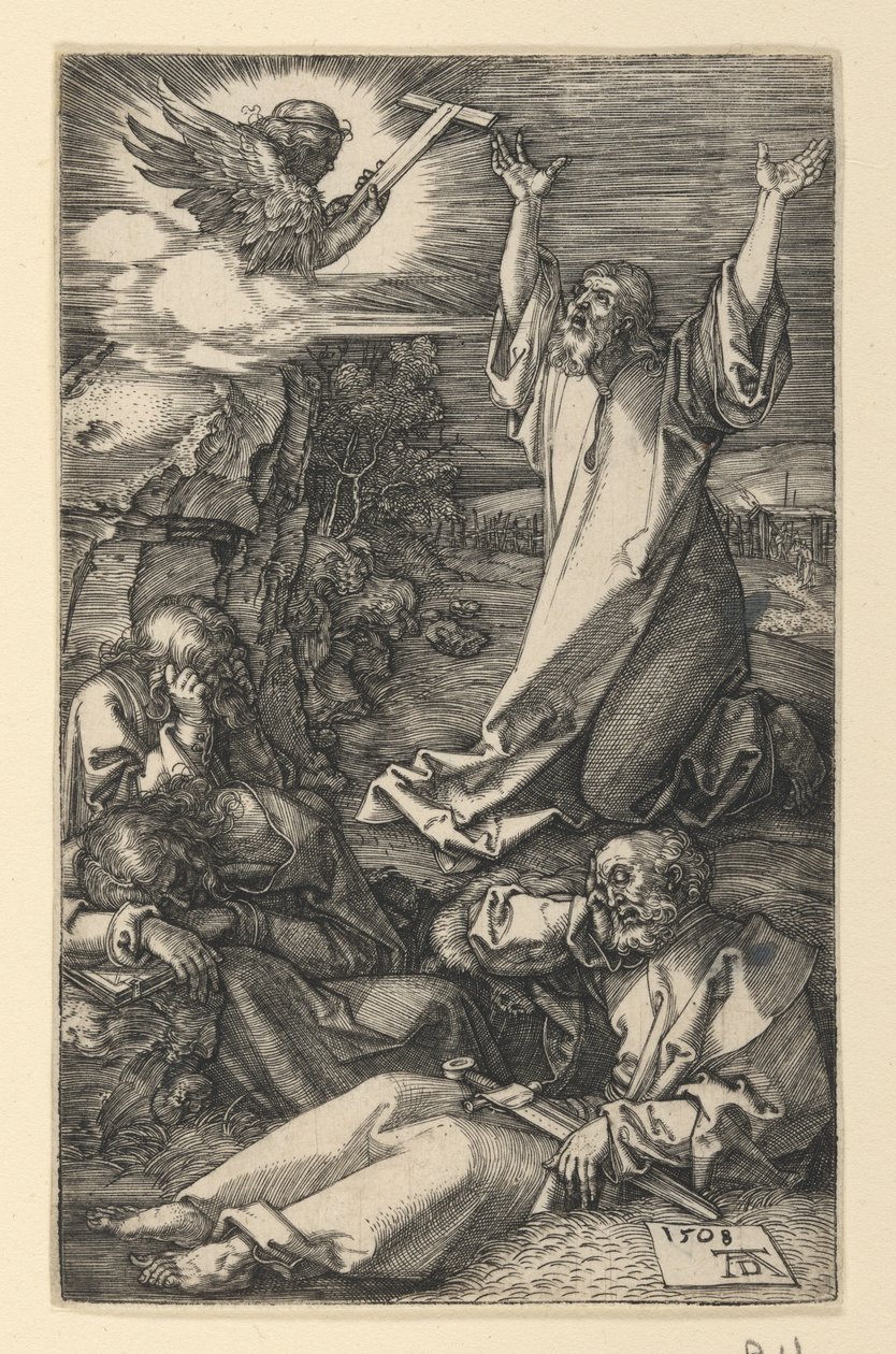 Kristus Öljymäellä, sarjasta Kaiverrettu passio tekijältä Albrecht Dürer