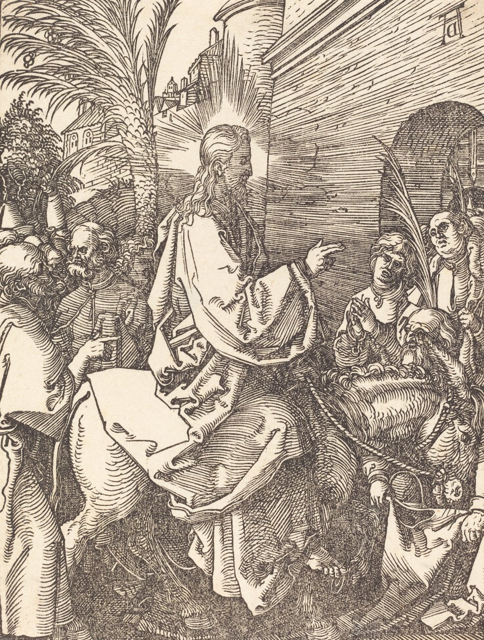 Kristuksen tulo Jerusalemiin, luultavasti n. 15091510. tekijältä Albrecht Dürer