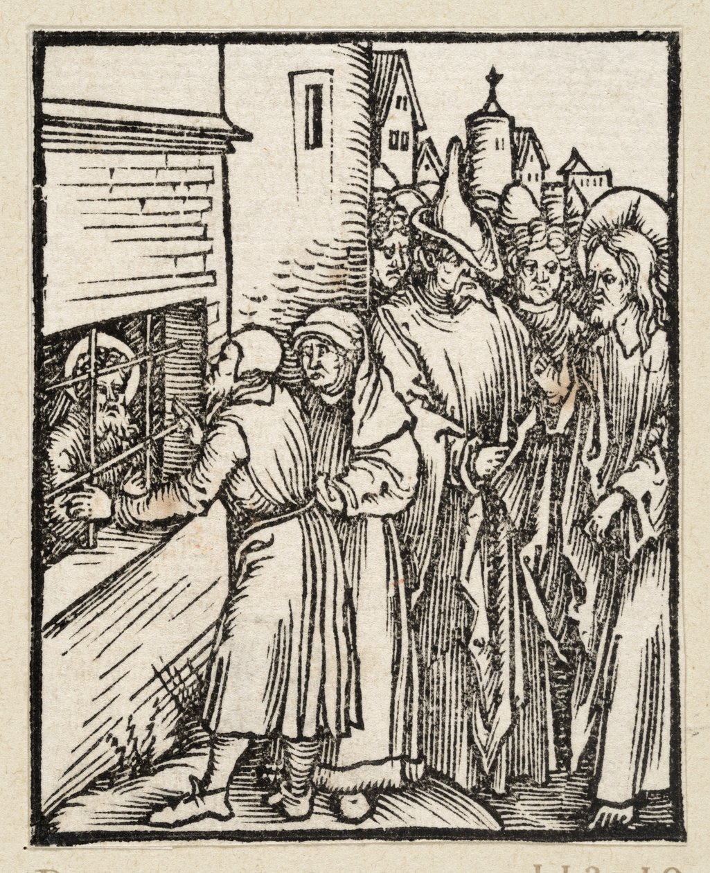 Kristus lähettää opetuslapset Johanneksen luo vankilaan (43 uskonnollista aihetta) tekijältä Albrecht Dürer