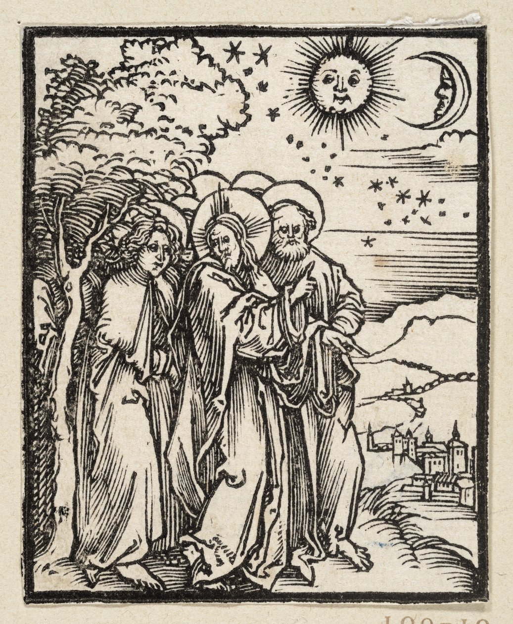Kristus näyttää opetuslapsilleen taivaan merkit (teoksesta: Postilla, 43 puupiirrosta) tekijältä Albrecht Dürer