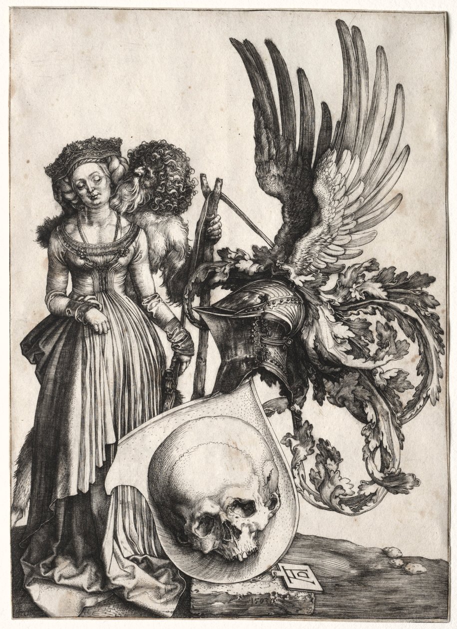 Vaakuna ja pääkallo, 1503. tekijältä Albrecht Dürer