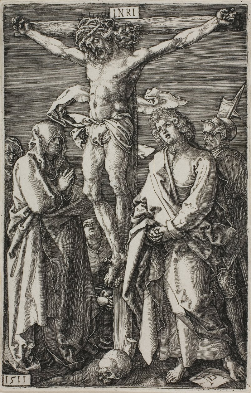 Ristiinnaulitseminen, teoksesta The Engraved Passion tekijältä Albrecht Dürer