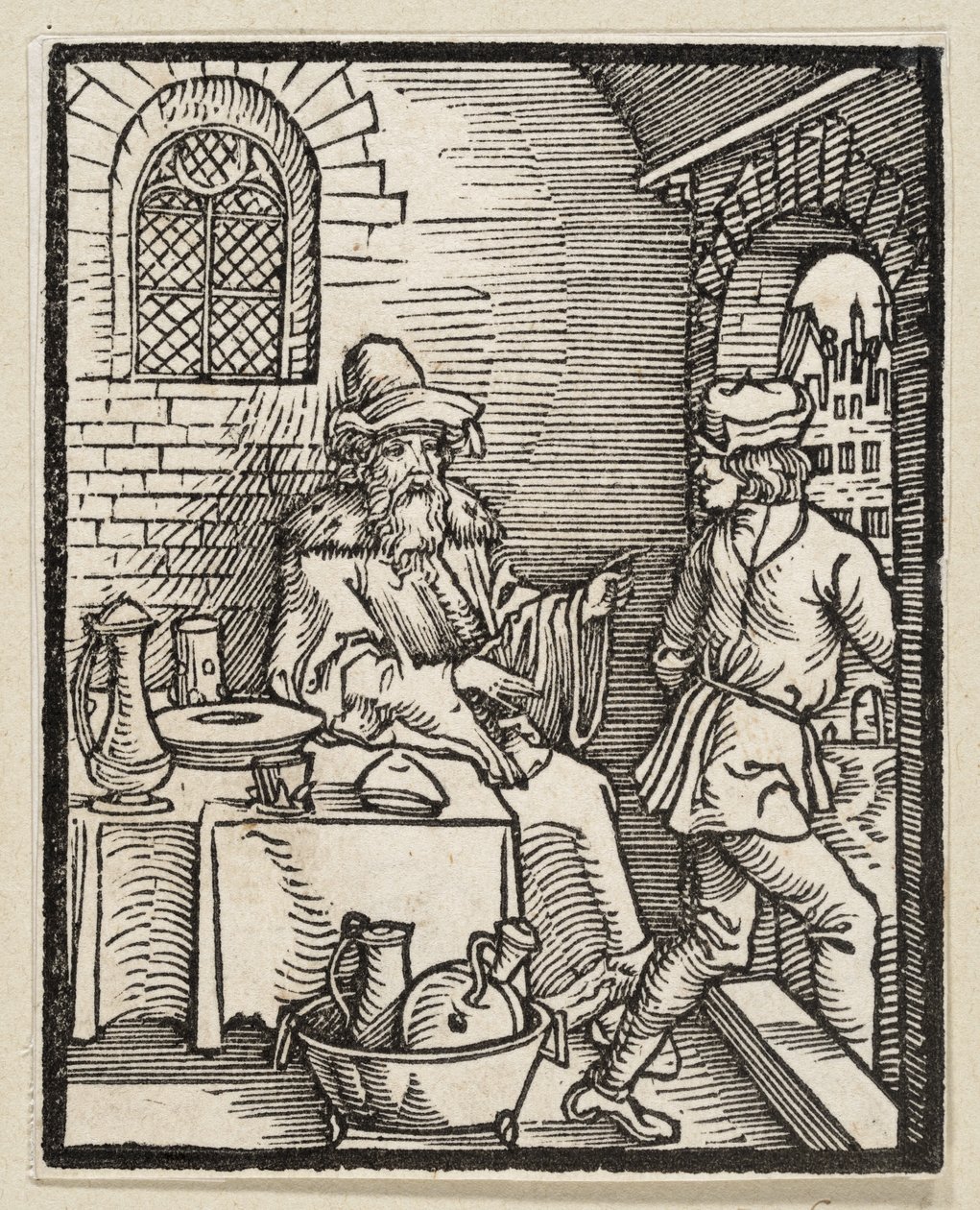 Pidot ilman vieraita (teoksesta Postilla, 43 puupiirrosta) tekijältä Albrecht Dürer