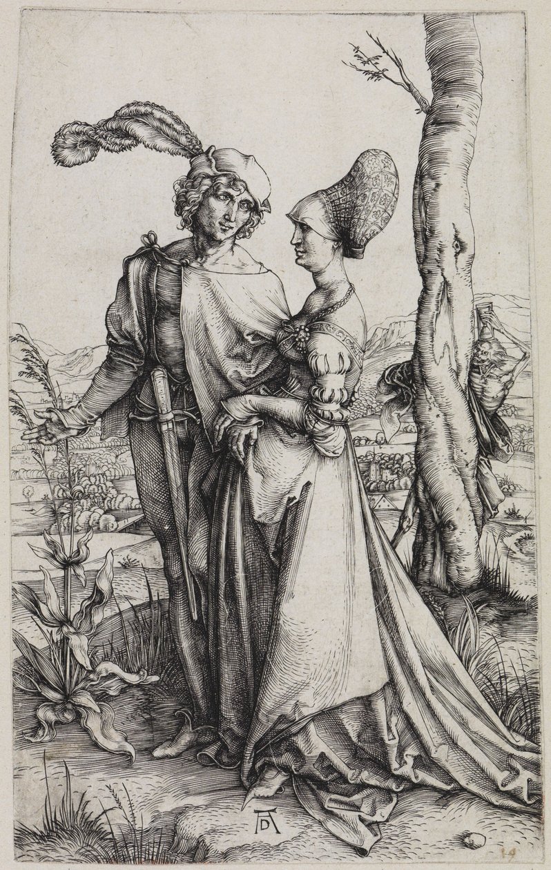 Rakastavaiset ja kuolema (Kävely) tekijältä Albrecht Dürer