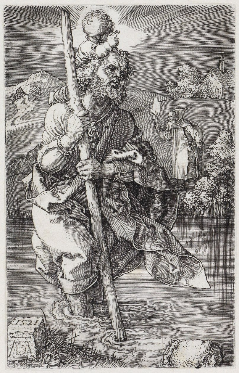 Pyhä Kristoforus, katse oikealle tekijältä Albrecht Dürer