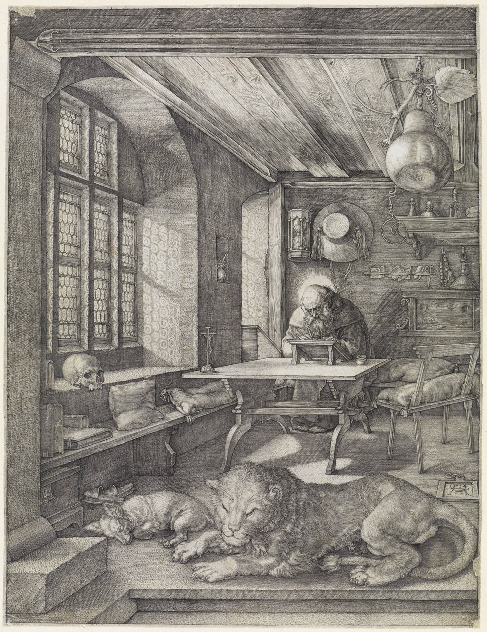 Pyhä Hieronymus vitriinissä tekijältä Albrecht Dürer