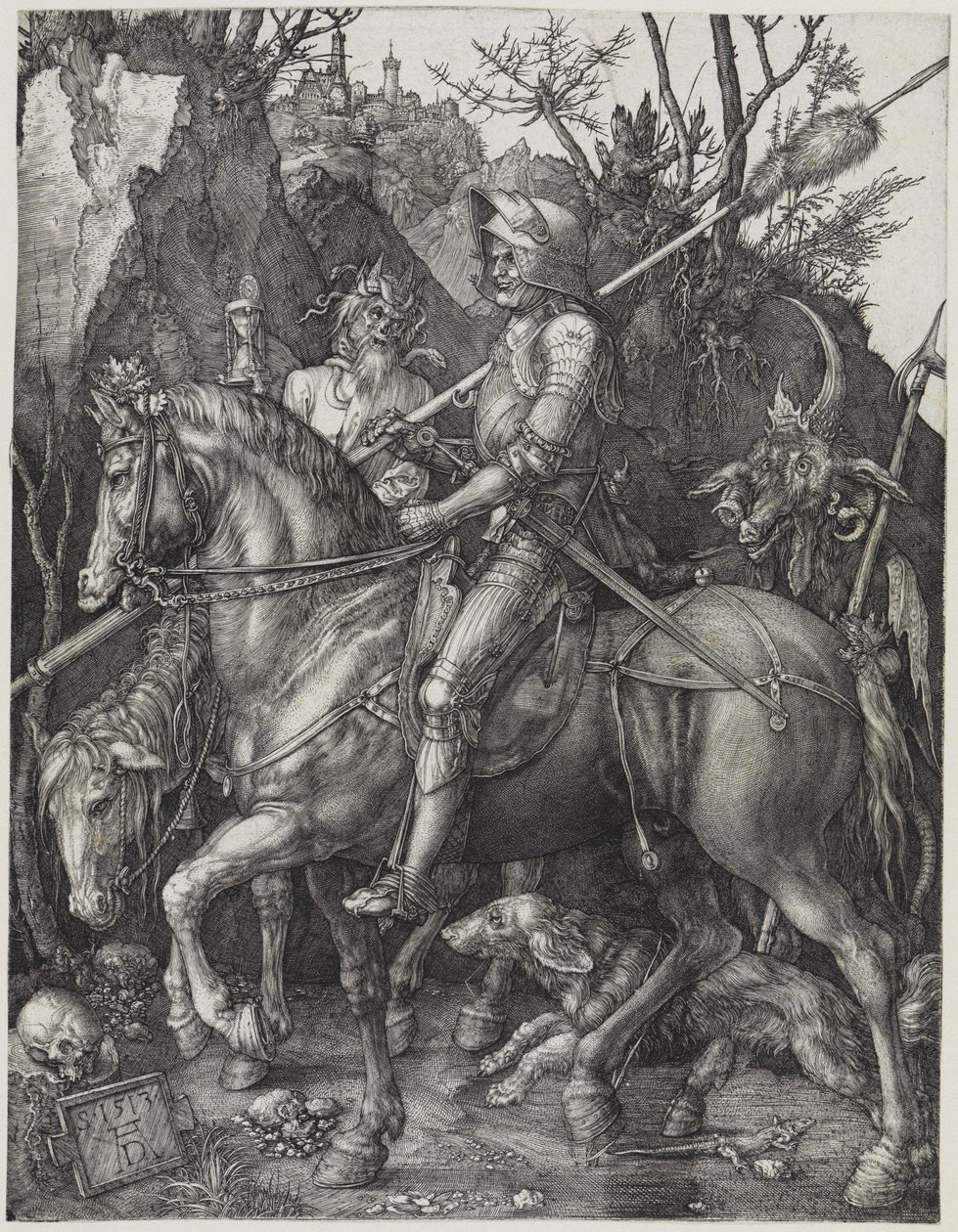Ratsastaja (Ritari, kuolema ja paholainen) tekijältä Albrecht Dürer