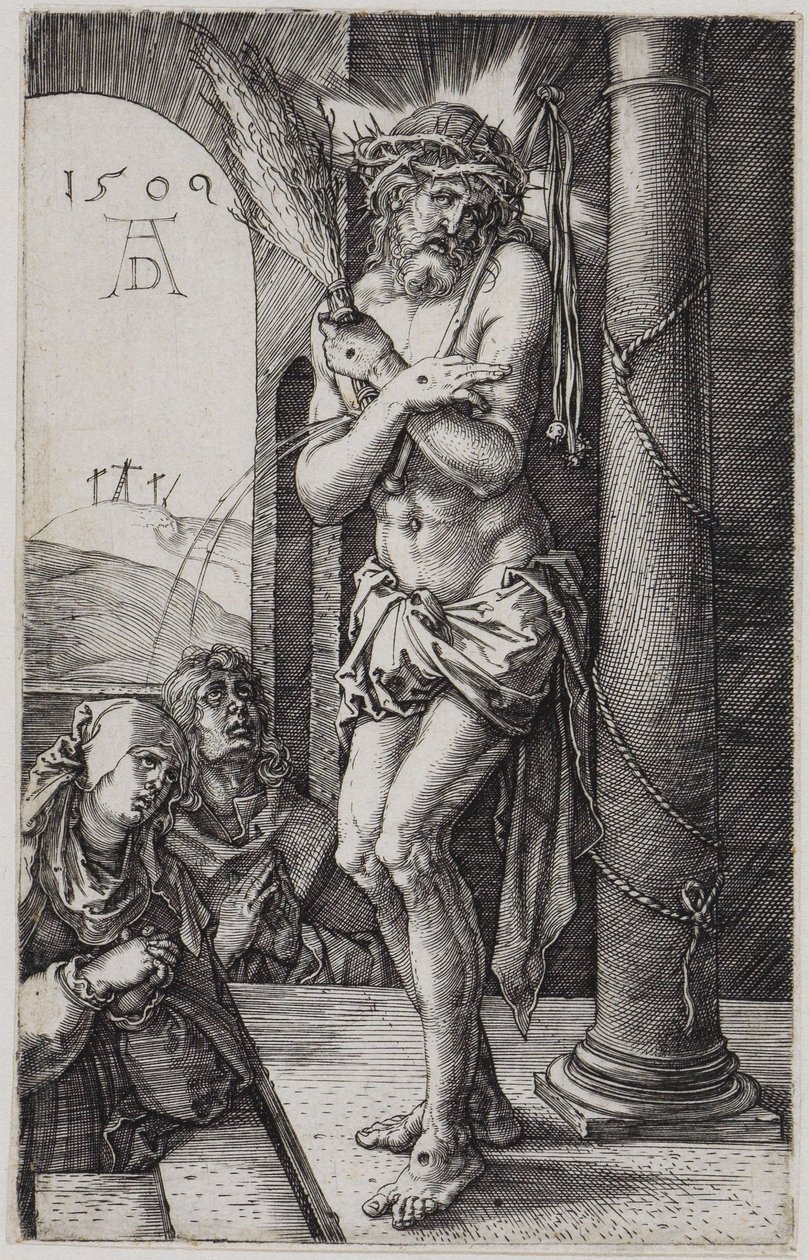 Kärsimysten mies Marian ja Johanneksen edessä tekijältä Albrecht Dürer