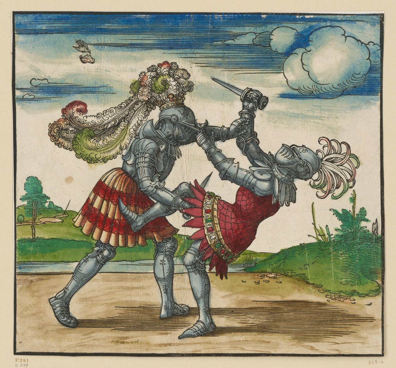 Kaksintaistelu jalan (Freydal-puupiirrokset) tekijältä Albrecht Dürer