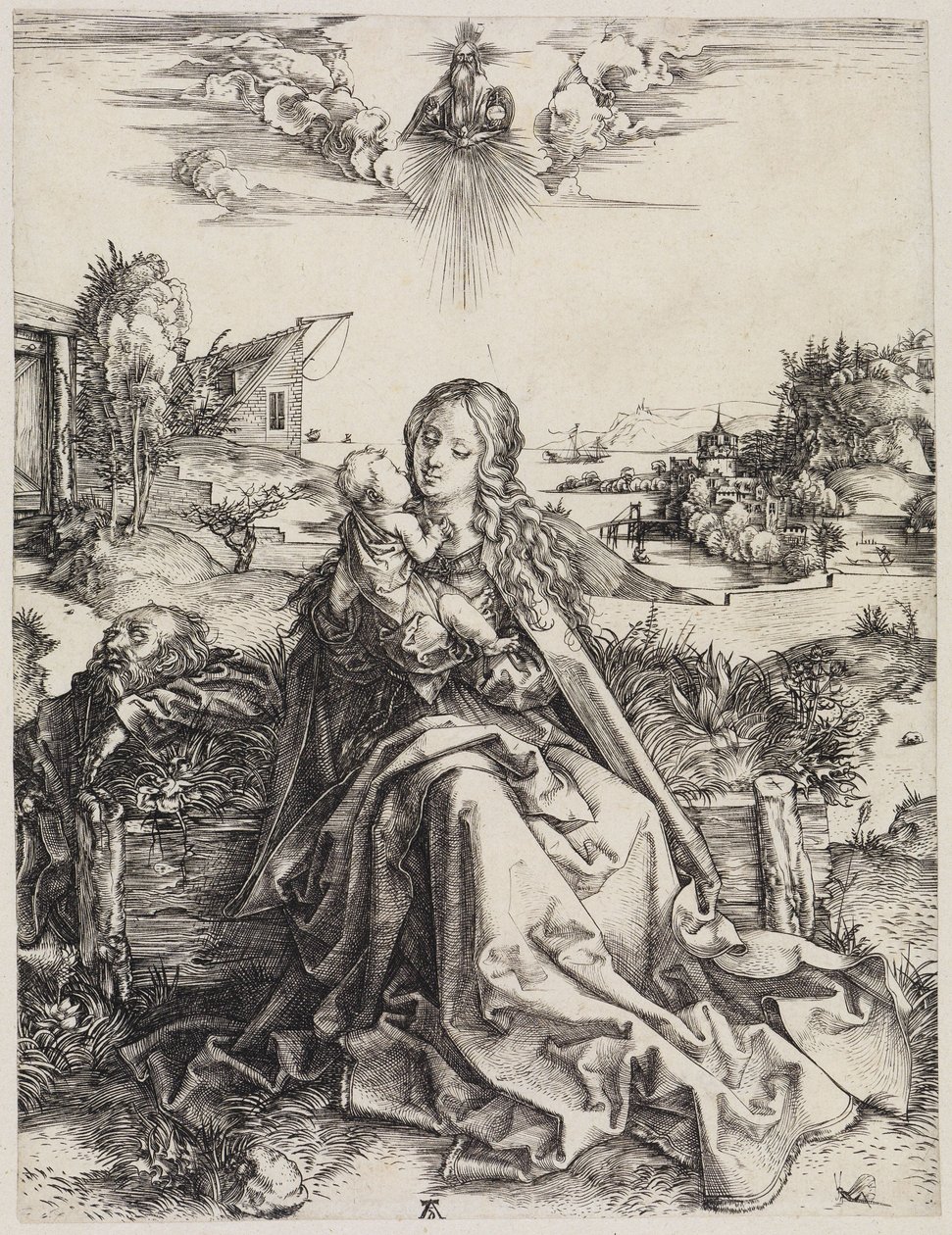 Pyhä perhe ja heinäsirkka tekijältä Albrecht Dürer