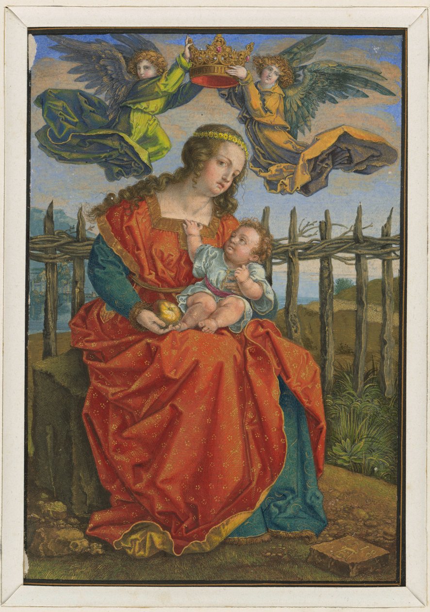 Kaksi enkeliä kruunaa Neitsyt Marian tekijältä Albrecht Dürer