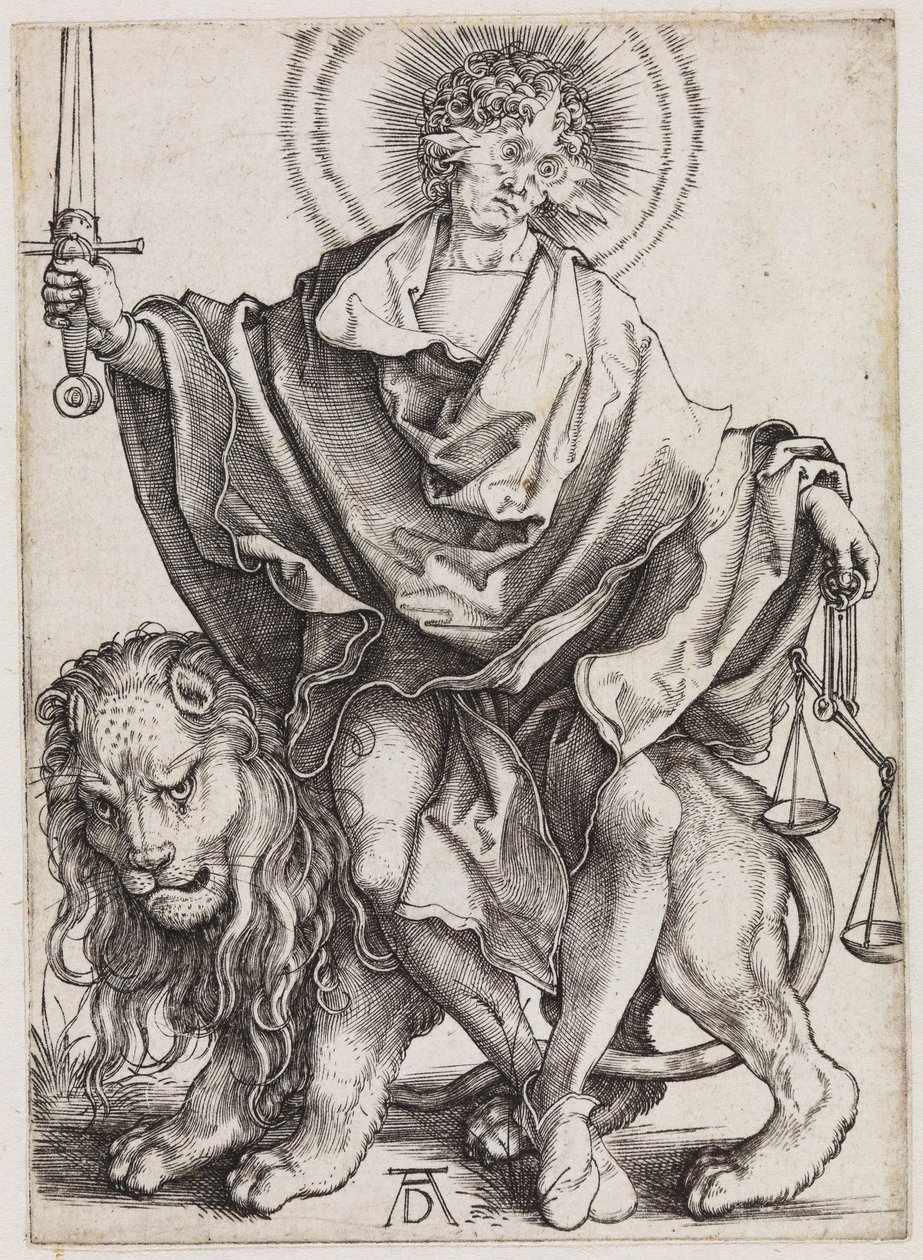 Oikeudenmukaisuuden aurinko (Sol Justitiae) tekijältä Albrecht Dürer