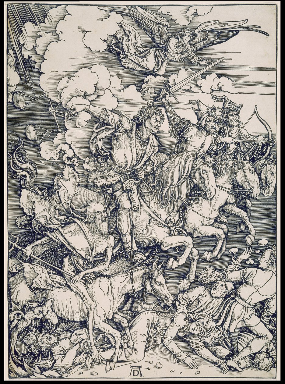 Ilmestyskirjan ratsastajat, Ilmestyskirja-sarjasta, erillinen vedos ennen tekstiä tekijältä Albrecht Dürer