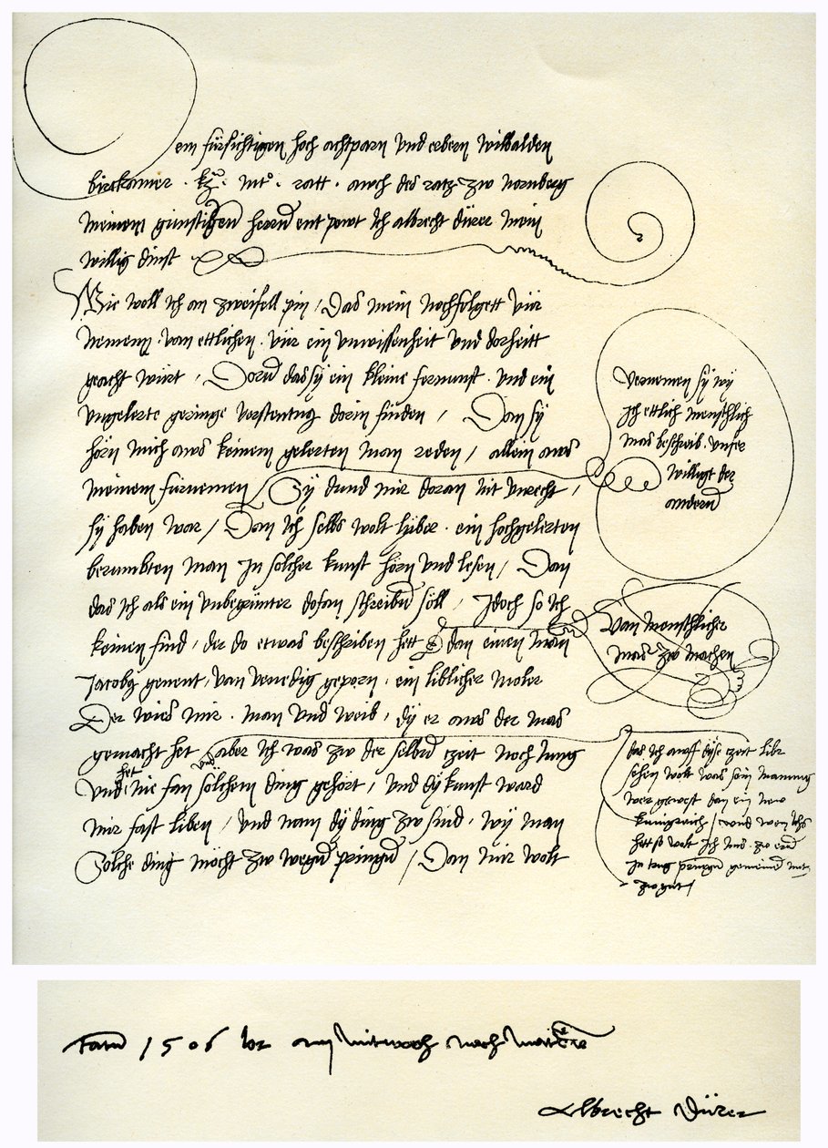 Luonnos Albrecht Durerin omistautumisesta Willibald Pirckheimerille, c1523 tekijältä Albrecht Dürer