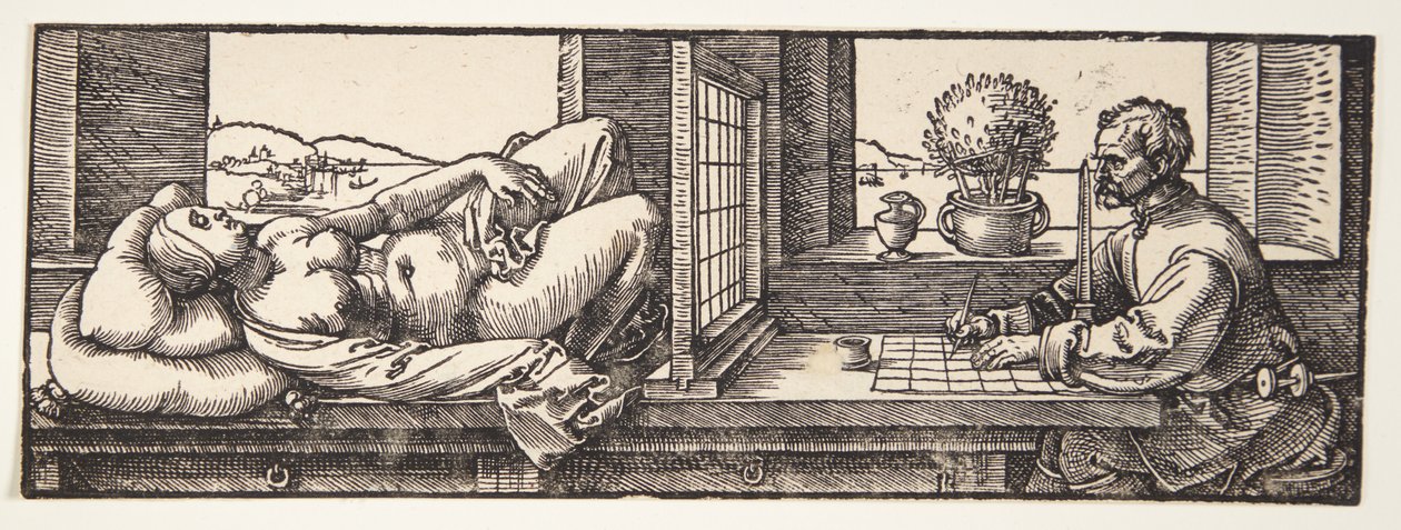Piirtäjä piirtää alaston tekijältä Albrecht Dürer