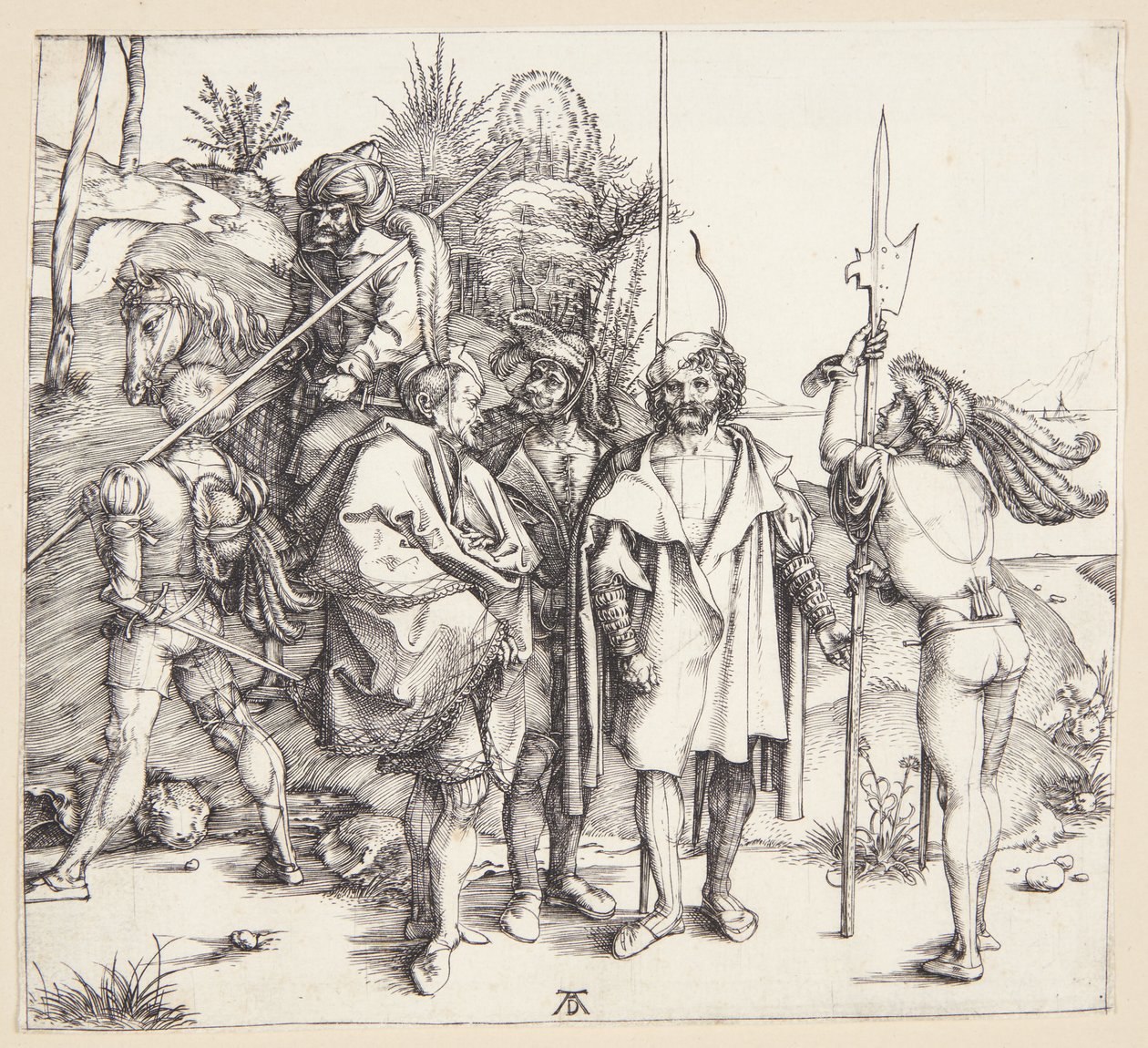 Cinc lansquenets i un finlandès oriental tekijältä Albrecht Dürer