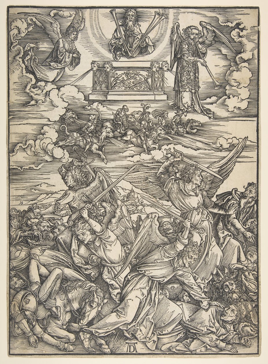 Neljä kostavaa enkeliä, Apocalypse-sarjasta.n.d. tekijältä Albrecht Dürer