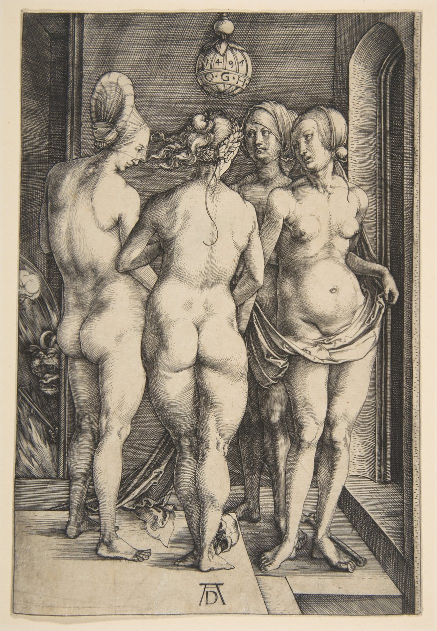 Neljä alaston naista, 1497. tekijältä Albrecht Dürer